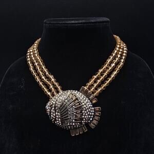 Heidi Daus Rhinestone Fish Necklace Pendant Bronze Tone Statement Jewelry